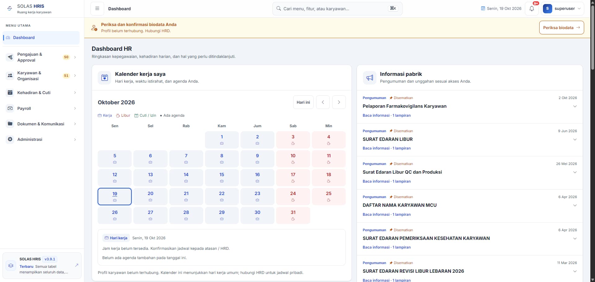 Preview of HRIS: HRIS dashboard