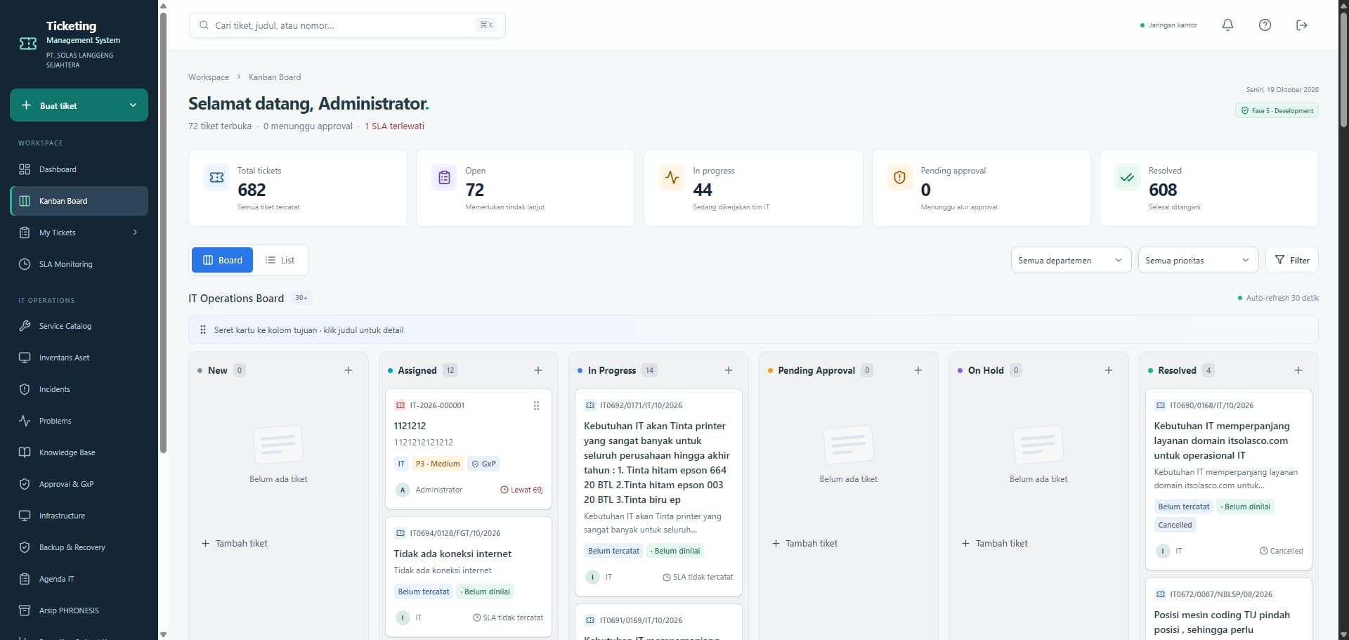 Preview of IT Ticketing System: IT ticket dashboard