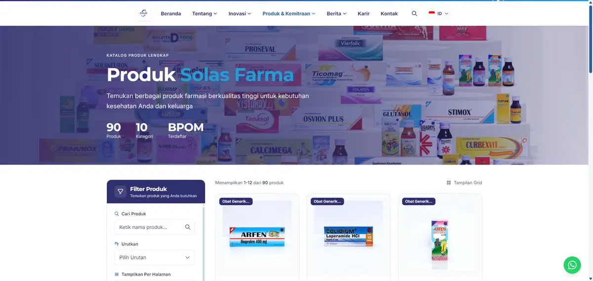 An example product catalogue page from the Company Profile project in the BeresinAja portfolio