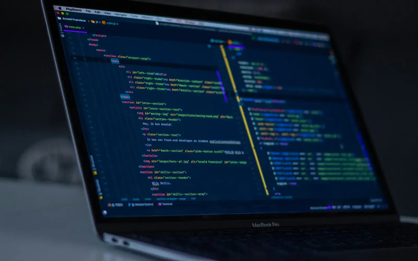 Programming code open on a MacBook Pro screen